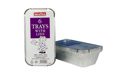 Caroline Foil Trays with Lids (93 x 184 x 49mm / 3.7 x 7.2 x 2.9") x 6